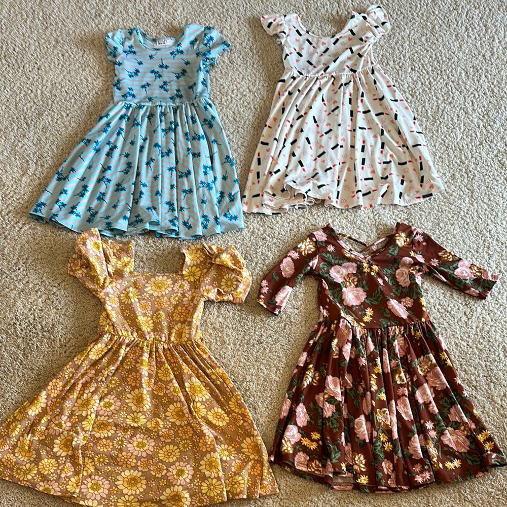 Floral and Patterned Kids Dress Set